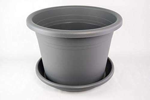 FUCHS Versand schnell. clever. gut. Pot de fleurs Cylindro avec soucoupe en différentes couleurs et tailles, couleur : anthracite, diamètre : 35 cm