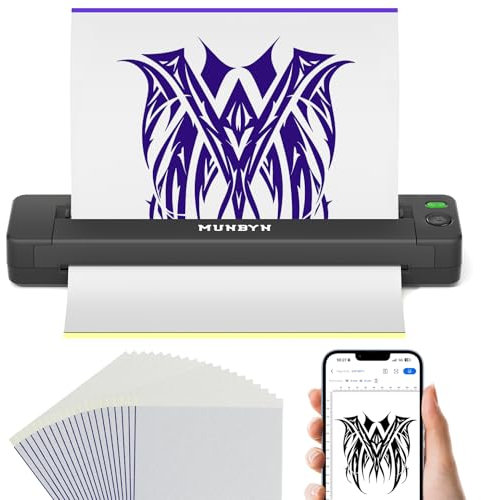 MUNBYN Tattoo Drucker Bluetooth, Stencil Drucker Tattoo Printer, Haut Tattoodrucker Thermodrucker für Anfänger, für Android iOS Mac Windows, ITP06, Schwarz