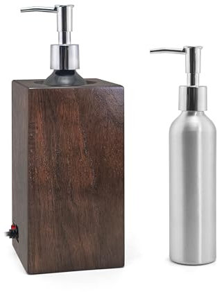 Elitzia Walnut Wood Massage Oil Warmer Automatic Heating Faster with 2 Massage Oil Pump Bottles lotion Warmer Dispenser Heated 122-140°F Suitable for Salon Spa Electric Oil Warmer Massage ETOH01