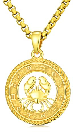 PARYFO Zodiac Sign Cancer Necklace 925 Sterling Silver Cancer Pendant Constellations Necklace Gold Plated Astrology Horoscope Pendant Jewelry Gifts for Men Women Unisex