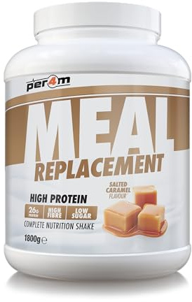 Per4m Meal Replacement Diet Shake Powder | High Protein Low Calorie Weight Loss Shake | Vegetarian Gluten Free Nutritionally Complete Slimming Drink | 30 Serving (1800g, Salted Caramel)