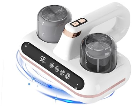 Milbensauger für Matratzen, 5-in-1 Milbenstaubsauger mit UV-Licht Matratzenreiniger mit LED-Anzeige 80000 RPM/Min Handstaubsauger mit HEPA Filter Antimilben-Staubsauger für Matratze Sofa Bett