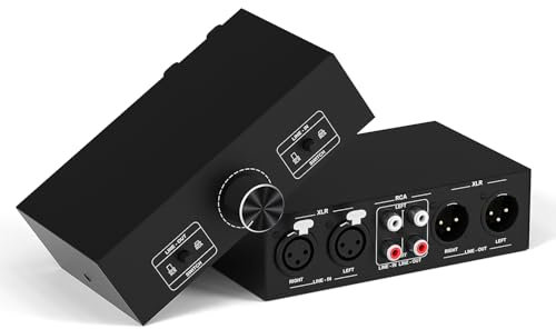 Y.D.F RCA und XLR Selector Switch Boxen, 2(1)-in-1(2)-Out RCA/XLR-Lautsprecher-Switcher Selector, HiFi Balanced Stereo Audio Switcher/Converter Premium Selector Splitter Box mit Lautstärkeregler