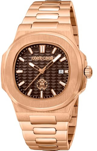 Roberto Cavalli Herren Analog Quarz Uhr mit Edelstahl Armband RC5G136M0045