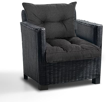 Best Wool Lounge Kissen für Rattan Gartenmöbel Set - Loungekissen für Stuhl - Hochwertiges Polypropylen - Inkl. Sitzkissen 50x50 + Rückenlehne 50x40