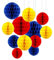 ZYOOO 12pcs Seidenpapier Wabenkugeln, 15/25cm Aufhängen Papier Wabenbälle für Party, Geburtstag, Abschlussfeier,Karneval Deko (Blau,Rot,Gelb)