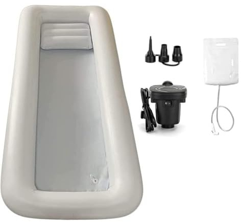 Medizinisches aufblasbares Badewannen-Dusch-Set, Badewanne im Bett, Hilfsmittel für Behinderte, ältere Menschen, Bettlägerige oder verletzte Patienten, tragbare PVC-Badewanne im Bett mit elektrischer