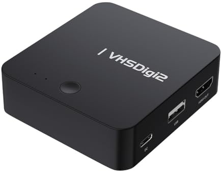 Ujjdwiurgh AV-Videorecorder, Analog-zu-Digital-Umwandlung, Konverter, speichert auf SD/USB, unterstützt für Videorecorder, Hi8, Camcorder, DVD-Player