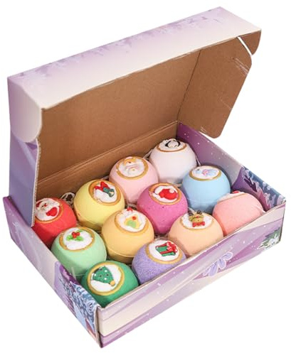 Badebomben, Adventskalender für Mädchen, 12 Stück, pflanzliche Essenz, Weihnachts-Badebomben-Adventskalender mit langanhaltendem Duft, Weihnachtsgeschenke für Kinder