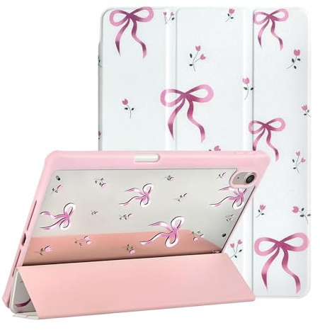 Fycyko Compatible with iPad (A16) 11th Generation 11 Inch 2025/iPad 10th Generation 10.9 Inch 2022 Case,Aesthetics Bow Flower Print Design with Pencil Holder Shockproof Protective Cover,Bowknot