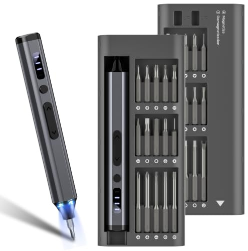 34-in-1 Precision Electric Screwdriver Set, Mini Cordless Magnetic Screwdriver with 30 S2 Steel Bits, 4 Torque Settings, USB-C Rechargeable Electronics Repair Tool Kit for iPhone Laptop PC Camera