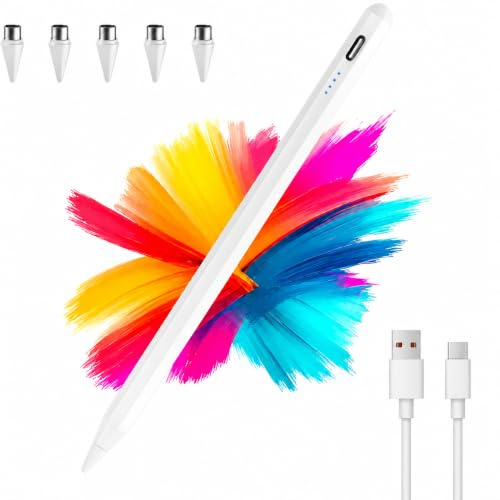 Lápiz Táctil Universal para Tablet Compatible con Samsung Xiaomi iPad iPhone Huawei Android con 5 Puntas Punta de lápiz 1,45 mm USB C Inclinación Tablet y Teléfonos Precisión