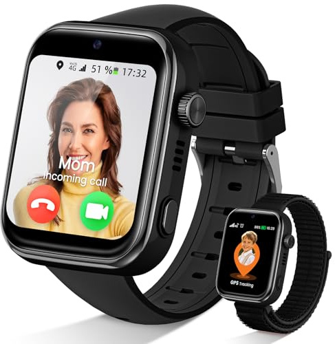 SWGOTA Reloj Inteligente Niño, Posicionamiento Múltiple GPS Mejorado, Negro