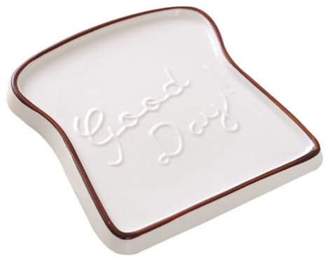 GALPADA Ceramic Toast Shaped Bread Plate Made of Sturdy Porcelain, Microwave Safe and Easy to Clean, for Kitchen and Party Use, for Serving Breakfast or Dessert