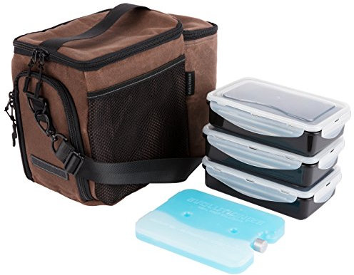 EVOLUTIONIZE Bolsa de preparación de comidas, sistema completo de gestión de lonchera de preparación de comidas, incluye contenedores de control de porciones + bolsa de hielo (3 bolsas térmicas