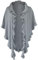 Poncho Cape Trachtentuch Umhang Stola Schultertuch Trachten-Tuch Damen Strickponcho Tracht Strick Trachtenponcho gestrickt Überwurf Volants Rüschen Schal Cashmink, Farbe:hellgrau