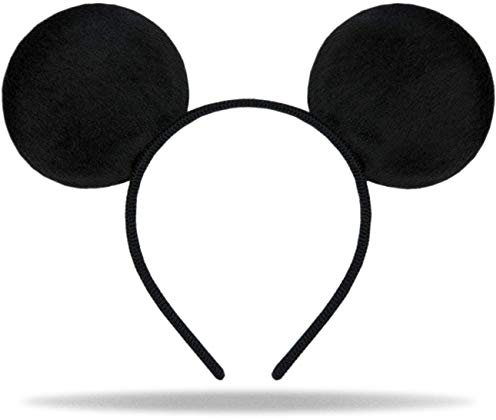 Haarreifen mit Maus Ohren | Micky Mouse Ears in schwarz | Kopfschmuck für Kinder, Damen & Herren | Haarschmuck Accesiore für Motto Party, Karneval & Fasching