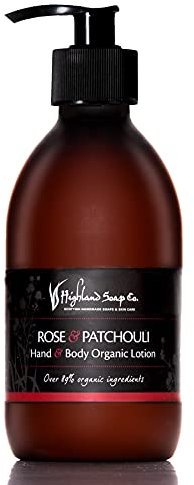 The Highland Soap Company Rose & Patchouli Hand & Body Lotion 300ml - Luxurious Moisturising Lotion with Shea Butter & Aloe Vera