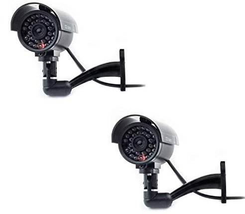 Digicharge Dummy Kamera-Attrappe für den Außenbereich, mit roter LED, Schwarz, 2 Stück