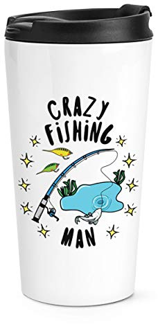 Crazy Fishing Man Stars Travel Mug Cup