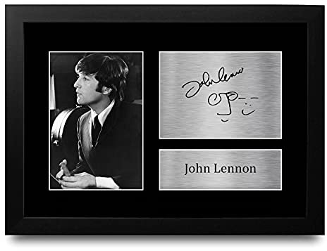 HWC Trading FR John Lennon Beatles Geschenke gedruckt Autogramm Bild für Music Memorabilia Fans Signed - A4 Eingerahmt