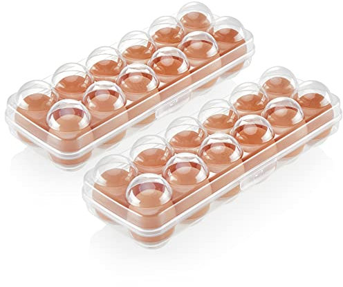 com-four® 2X Eierbox für 12 Eier - Eier-Aufbewahrung - Eierbehälter für den Kühlschrank - Eierhalter für frische Eier - Eierdose - Eier Aufbewahrungsbox