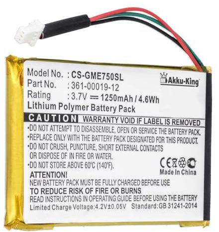 Akku-King Akku kompatibel mit Garmin 361-00019-12 - Li-Polymer 1250mAh - für Edge 605, Edge 705