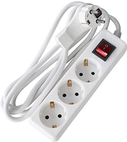 as - Schwabe 3-fach Steckdosenleiste weiß mit Flachstecker -2 m Kabel - Schalter & Kontrollleuchte - Mehrfachsteckdose Flacher Stecker - Steckdosen 45° gedreht - erhöhter Berührungsschutz, 11391