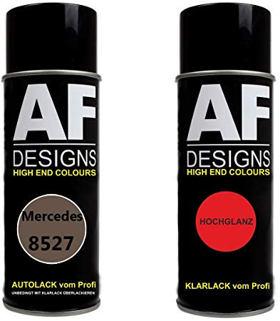 Alex Flittner Designs Pintura Bote Spray Kit compatible con Mercedes/Daimler Benz 8527 Marrón de Cuero Pintura Base Barniz Claro 400ml