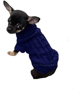 Chihuahua Clothes Puppy Dog Coat Knit Winter Warm Jumper Cosy Teacup Smaller Breeds Miniature (XXS, Navy)