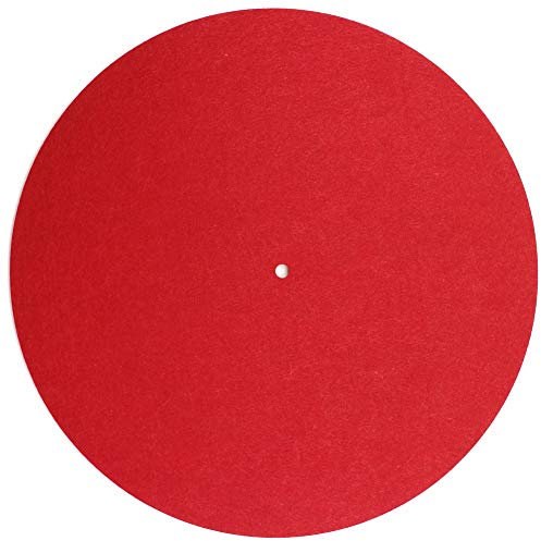 Felt Turntable Platter Mat LP Slip Mat Audiophile 3mm thick Slipmat for LP Vinyl Record (Red)