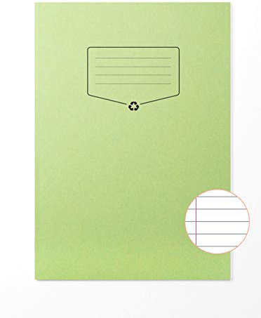 Silvine Schulheft, A4, liniert, mit Rand, 64 Seiten, Grün, 10 Stück