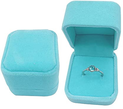 ximai 2 Pack Velvet Ring Box Classic Single Ring Gift Case for Bridal or Lovers ，Earring Jewellery Storage Case Suitable for Proposal Engagement Wedding Birthday (Sky Blue)