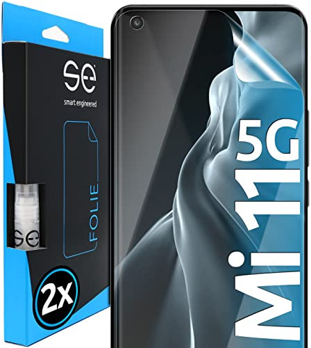 2x se® 3D SCHUTZFOLIE Transparent für Xiaomi Mi 11 5G,Selbstheilend, 100% Fingerabdruck & FaceID kompatibel, einfache blasenfreie Installation, Ultra-Klar, Stoß-Kratzfest, aus Deutschland