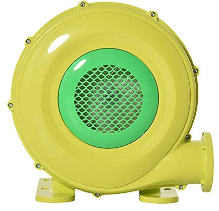 Outsunny 450W elektrische Luftpumpe Hüpfburg Gebläsepumpe Ventilator mit Griff Dauergebläse leichtgewichtig tragbar für aufblasbare Spielzeuge ABS Gelb+Grün 35 x 26 x 33,5 cm