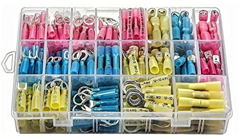 BAOHUASHUN Kabelverbinder 240tlg Stoßverbinder Set Stoßverbinder, Gabelverbinder, Steckverbinder,Quetschverbinder 0,5-6 mm² Isoliermaterial Diverse Farben