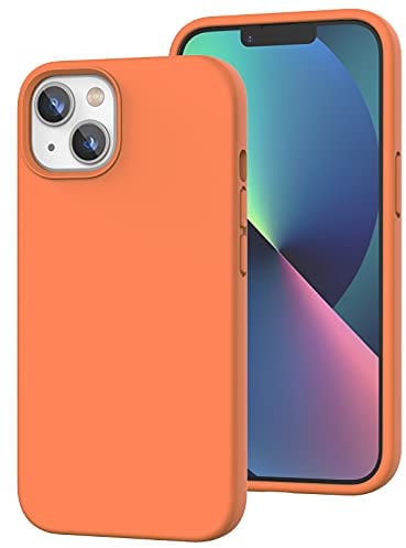 K TOMOTO Kompatibel mit iPhone 13 Hülle [Fallschutz Kratzfest] Stoßfeste Flüssigsilikon Schutzhülle mit Anti-Fingerabdruck Hülle mit Mikrofaserfutter, Handyhülle für iPhone 13 6,1 Zoll, Orange