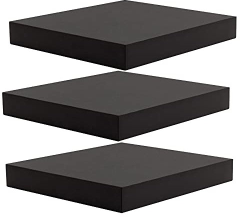 WOLTU Étagère Murale, Étagère Flottante en MDF, Lot de 3, Noir, pour Salon, Cuisine, Chambre, Salle de Bain, RG9365sz-3