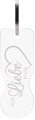 Acrylglas Schlüsselanhänger mit Einkaufswagenlöser Geschenk inkl. Schlüsselring - Herz Ich Liebe Dich