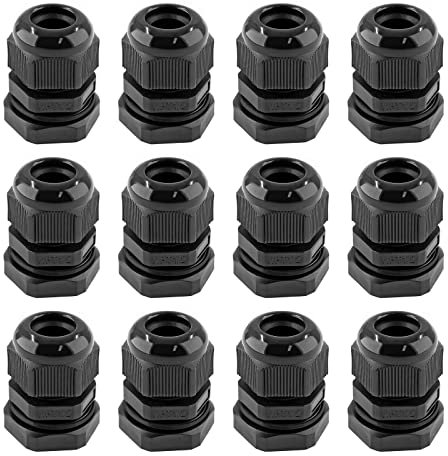 Rierdge 12 Pack NPT 1/2 Cable Glands Waterproof Connectors, Adjustable 6-12mm Cable IP68 Waterproof Nylon Joints with Gaskets