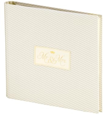 Rössler Papier 18777191206 - Foto-/Gästebuch Simply Love, Stripes, „Mr.& Mrs“, 60 offwhite Seiten, 230 x 220 mm, Hochzeit, 1 Stück