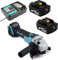 Smerigliatrice Angolare a Batteria 18V, 125mm Smerigliatrice Elettrica con 2x 5.5Ah Batteria e DC18RC Caricabatterie, Sostituzione per Makita Batteria, Per Molatura/Lucidatura/Taglio