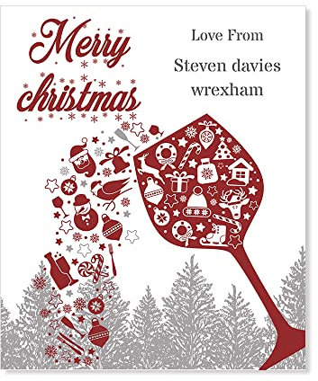 Pack of 3 Personalised Wine Bottle Stickers (100 x 120 mm) Waterproof Christmas Wine Labels for Bottles Papa Prints®