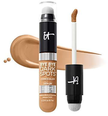 IT Cosmetics, Bye Bye Dark Spots Concealer + Serum, Medium Coverage, Made with Niacinamide, Hyaluronic Acid & Caffeine, Shade: 40 Tan Cool, 6.7 ml