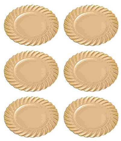 LOLAhome Juego de 6 bajoplatos de Navidad de 33cm (Dorado, 33 cm ondulado)