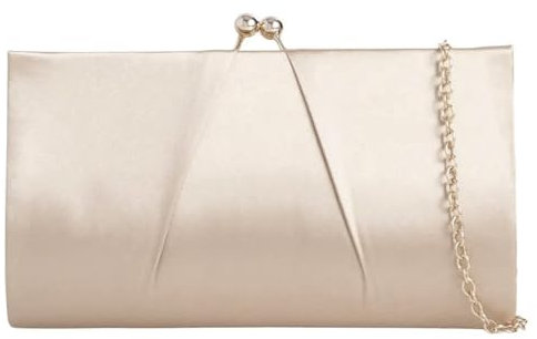 UShopUK Clutch/Handtasche aus Satin, für Hochzeit, Abschlussball, Hochzeit, Abendveranstaltung, Party, medium (Beige)