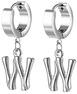 Homxi Damen Herren Ohrringe Creolen,Ohrring Silber Edelstahl Hoop mit Buchstabe W Damen Ohrringe Kreolen Buchstabe W