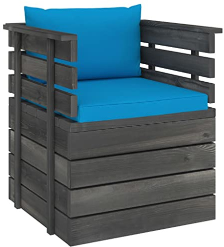 GPWERSDF Modularer Lounge-Sessel aus massivem Kiefernholz mit dickem Polyester-Kissen, ideal für Garten, Terrasse oder Wohnzimmer – Zeitloses Palettendesign, pflegeleicht und flexibel