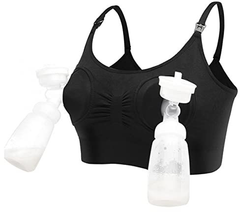 Necalisi Bra for Women Nursing Bras Black Women Breast Pump Breast Feeding Pump Pumping Bra Maternity Adjustable Nursing Bra Easy Breastfeeding L