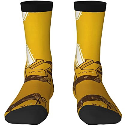 EWMAR Cute Crying Chainsaw Medium Length Socks Leisure Sports Print Polyester Socks For Men And Women, 3 Black, One Size